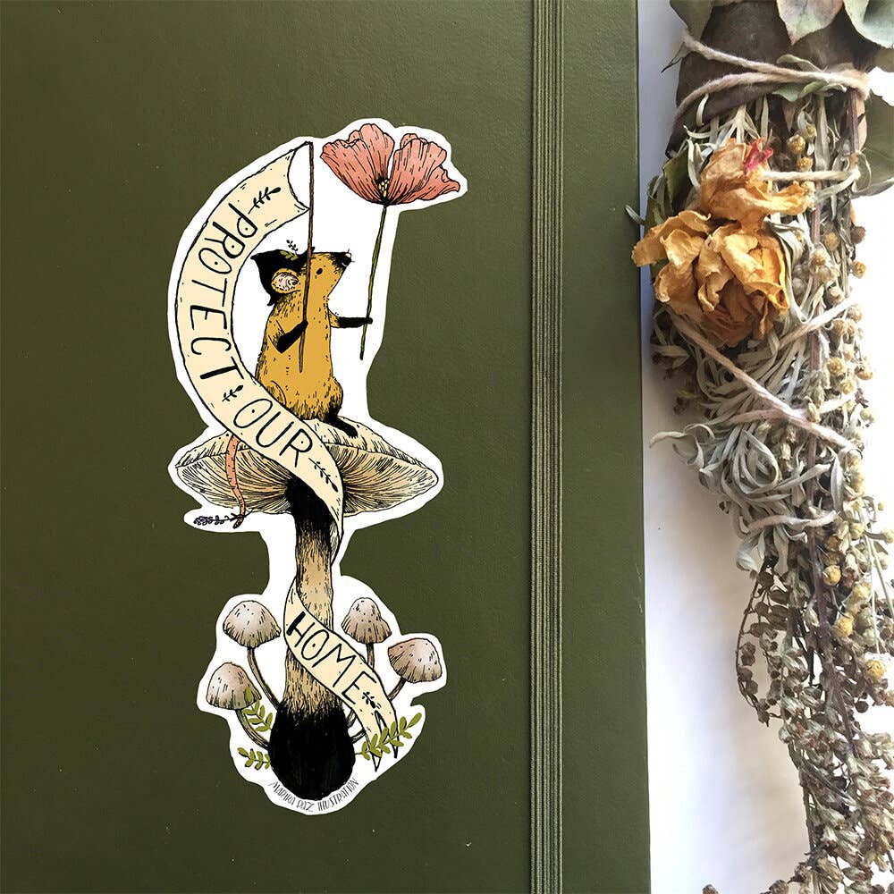 Protect Our Home Mousey Mushroom Sticker