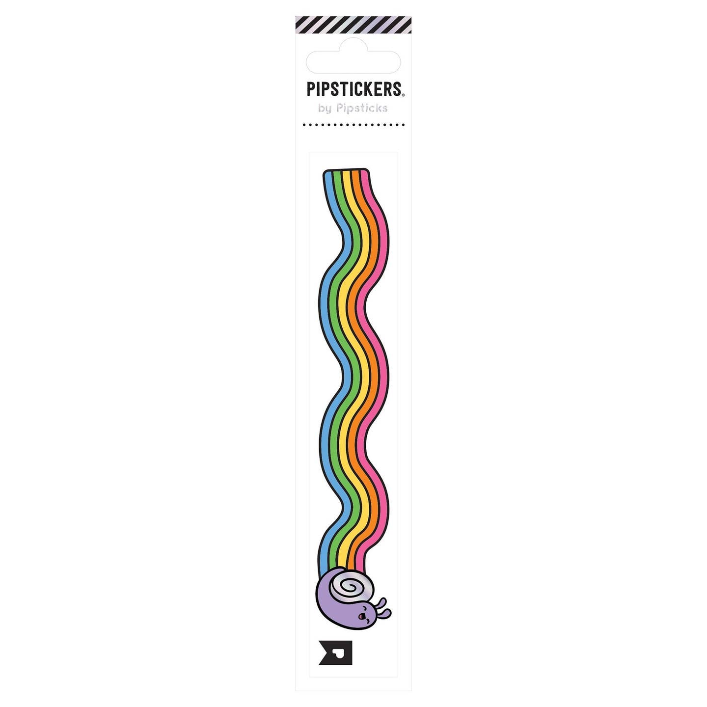 Sticker of a purple snail with a rainbow trail.