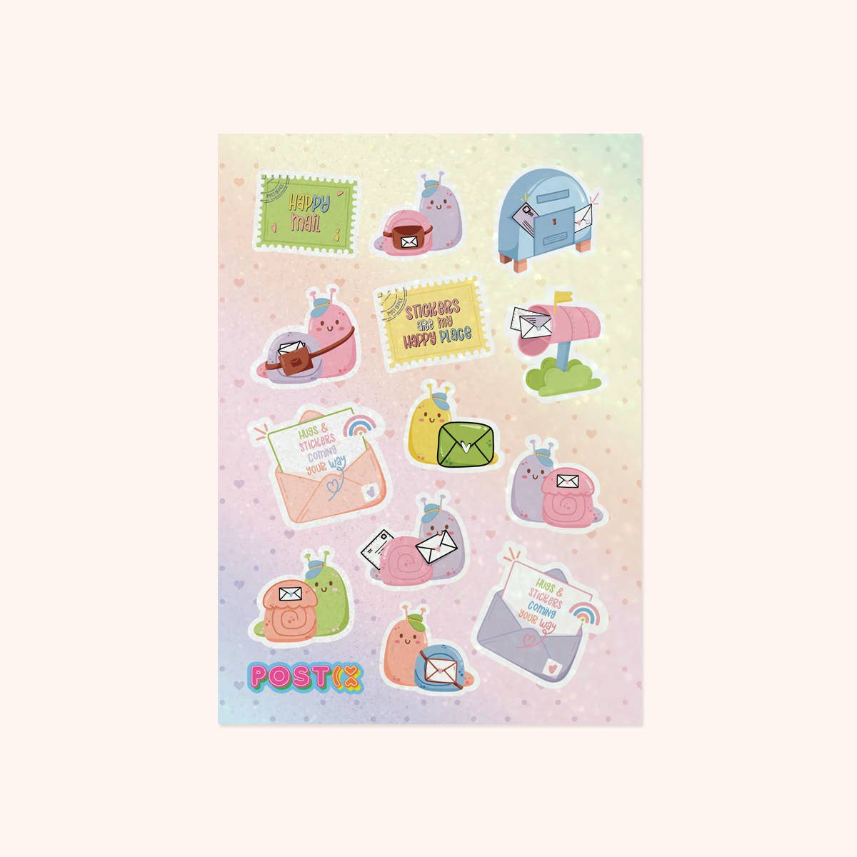 Happy Snail Mail Glitter Sticker Sheet