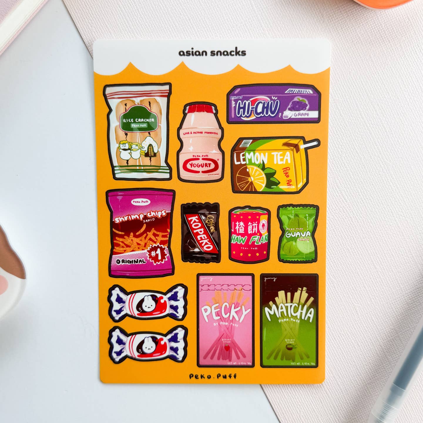 Asian Snacks Matte Sticker Sheet – Calliope Paperie