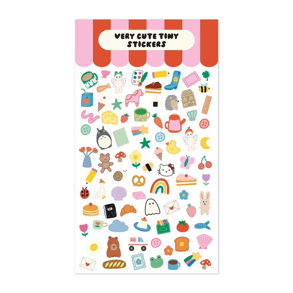 Sticker sheet with clear background and images of small stickers.