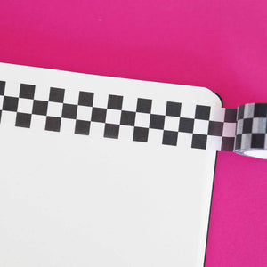 Washi tape with white and black checkerboard pattern.