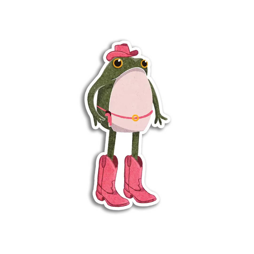 Pink Cowgirl Froggy Sticker