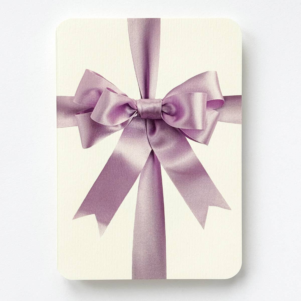 Greeting card with cream background and image of a lavender bow. Envelope included.
