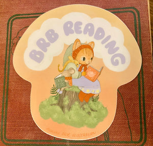 BRB Reading Cat Sticker