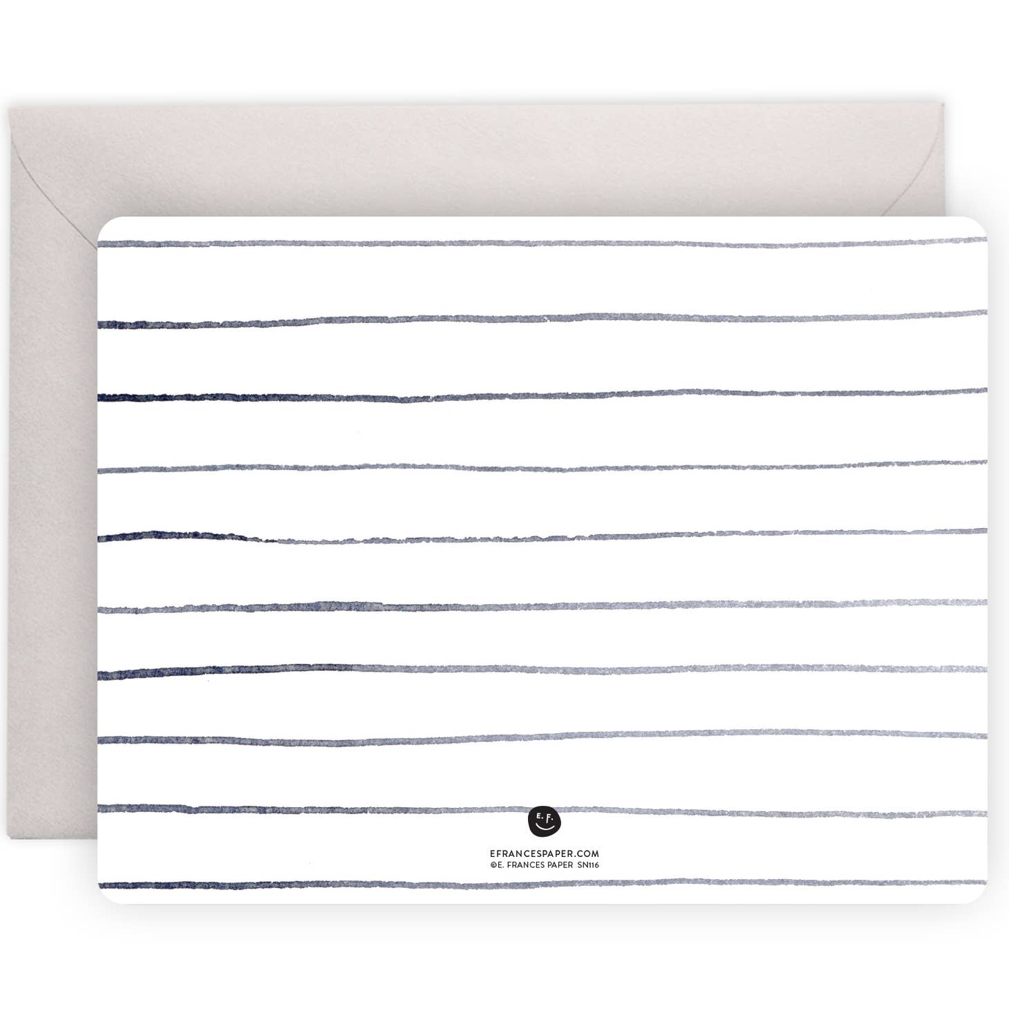 White background with grey lines. Grey envelope is included.  