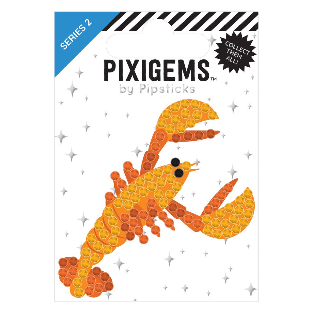 Sticker in the image of a yellow and orange lobster.