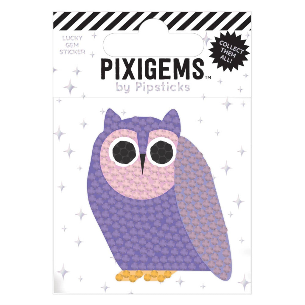 Sticker in the image of an owl in purple and pink.
