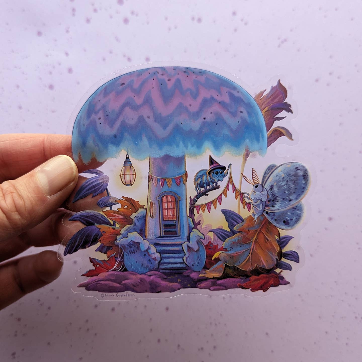 Moth and Spider Clear Sticker