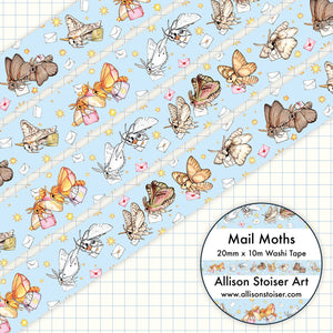 Mail Moths Wide Washi Tape