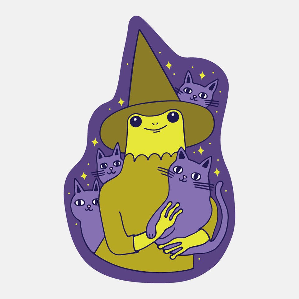 Spell Season Witchy Frog Sticker