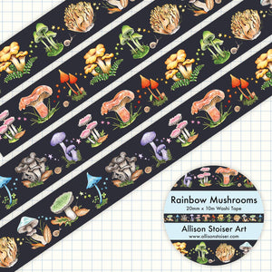 Rainbow Mushrooms Wide Washi Tape