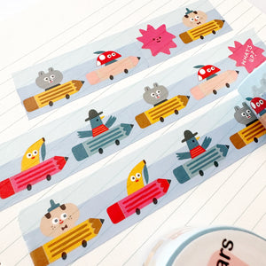 Pencil Cars Wide Washi Tape