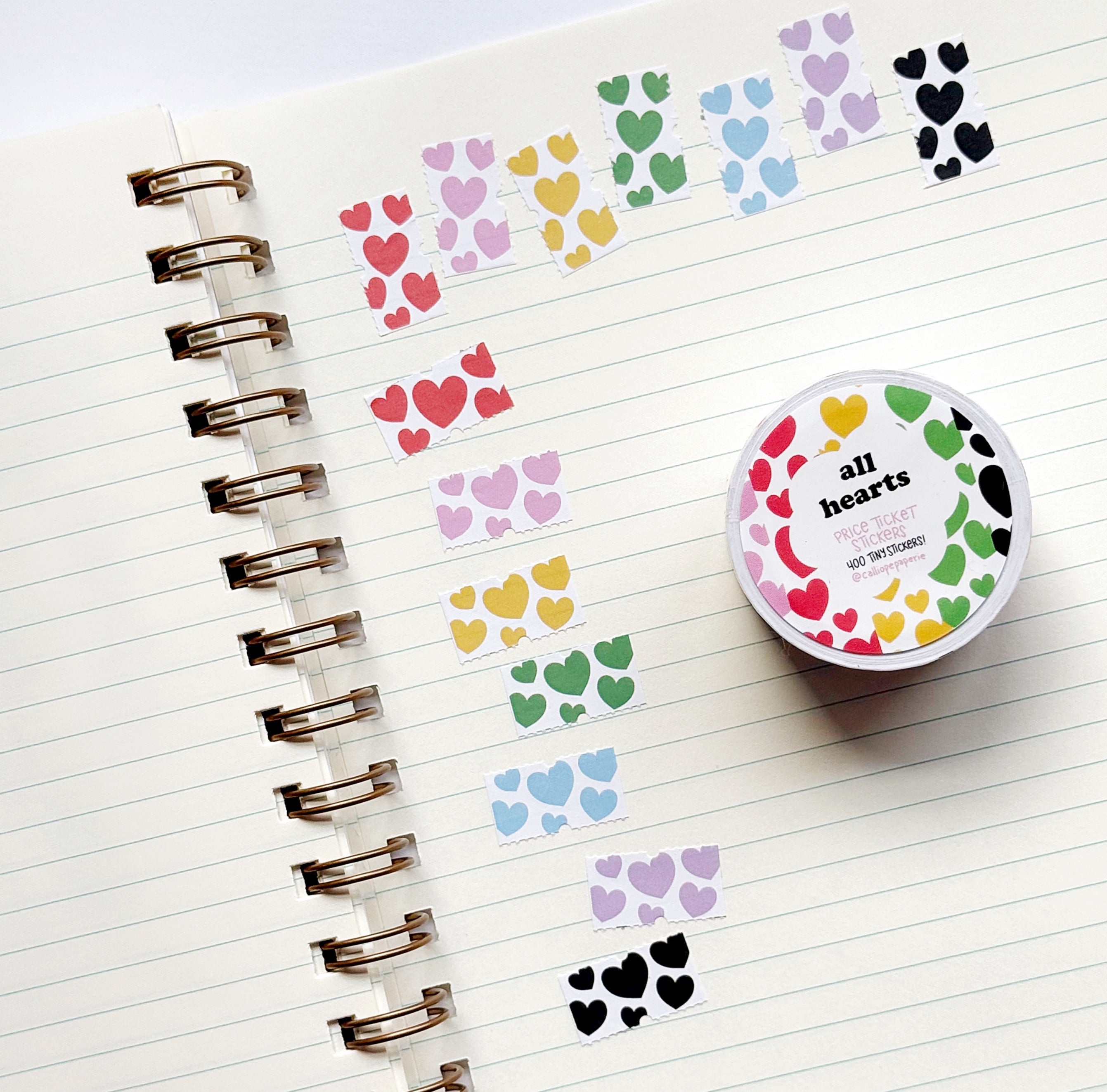 All Hearts Price Ticket Sticker Roll