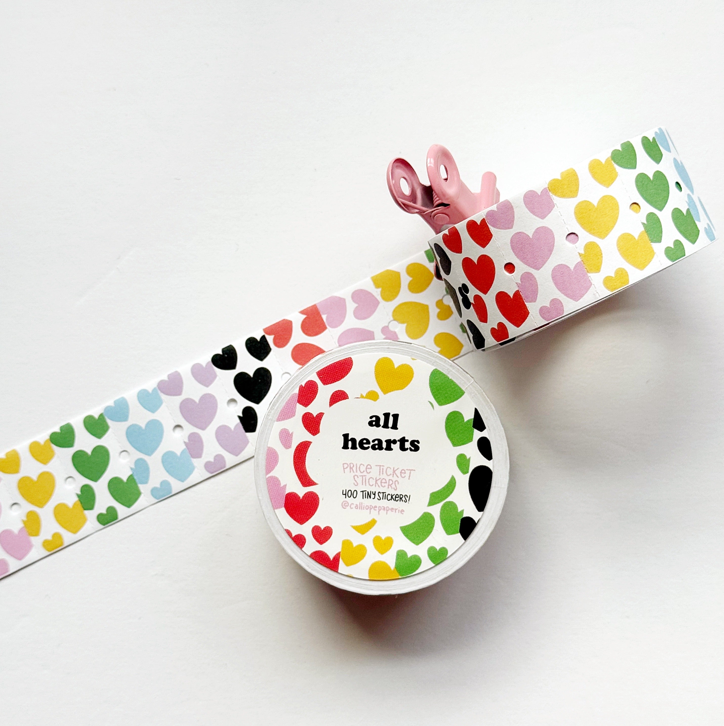 All Hearts Price Ticket Sticker Roll