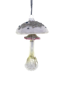 Image of ivory and lilac iridescent mushroom. 