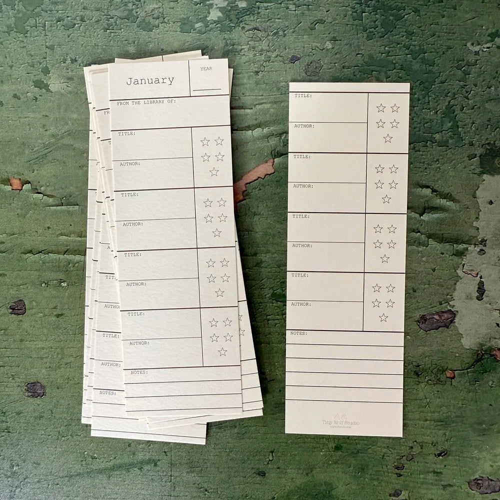 Monthly Book Review Bookmark- Set of 12