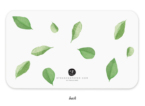 White background with images of green leaves.
