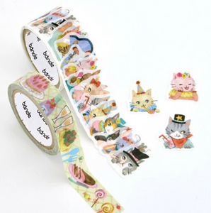 Dinner Party Cats Sticker Washi Tape Set