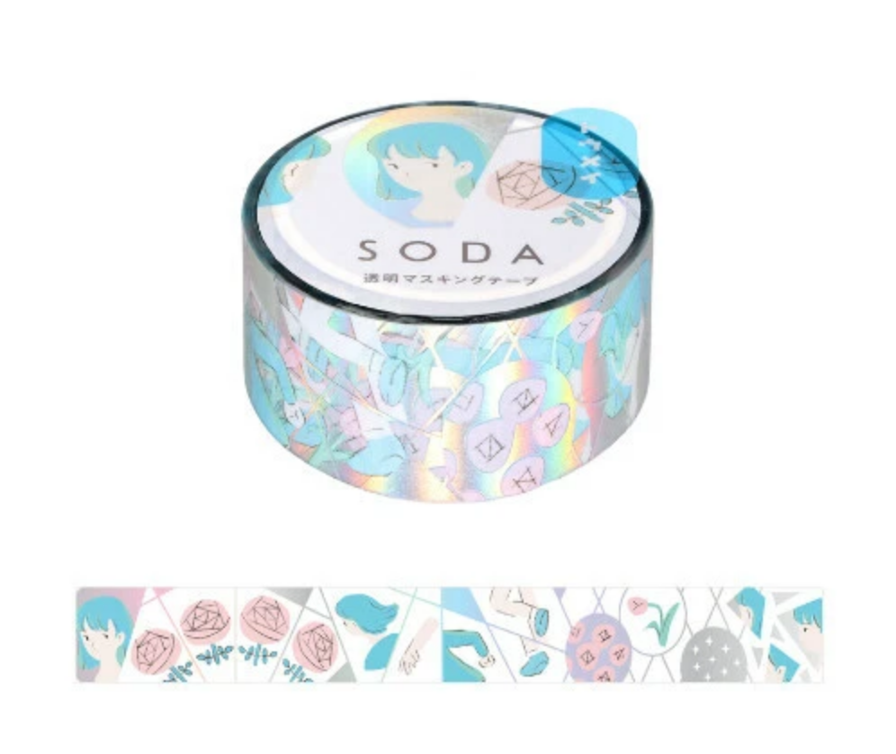 Holographic Flower Fantasy Clear Washi Tape