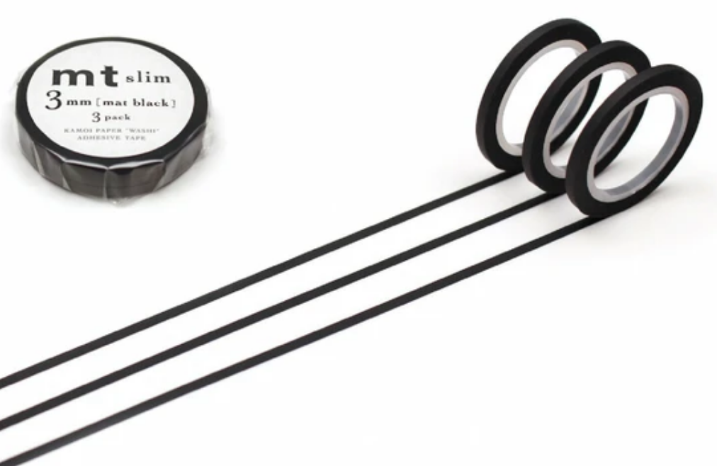 Black Matte Narrow Washi Tape