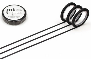 Black Matte Narrow Washi Tape