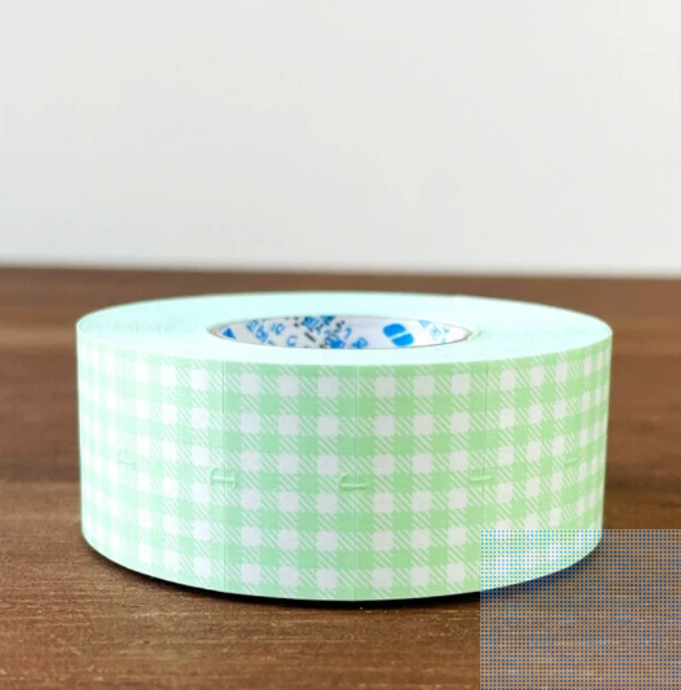 Mint Gingham Label Sticker Roll