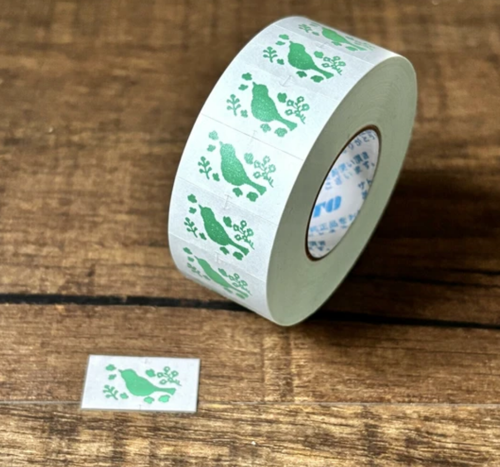 Green Bird Label Sticker Roll