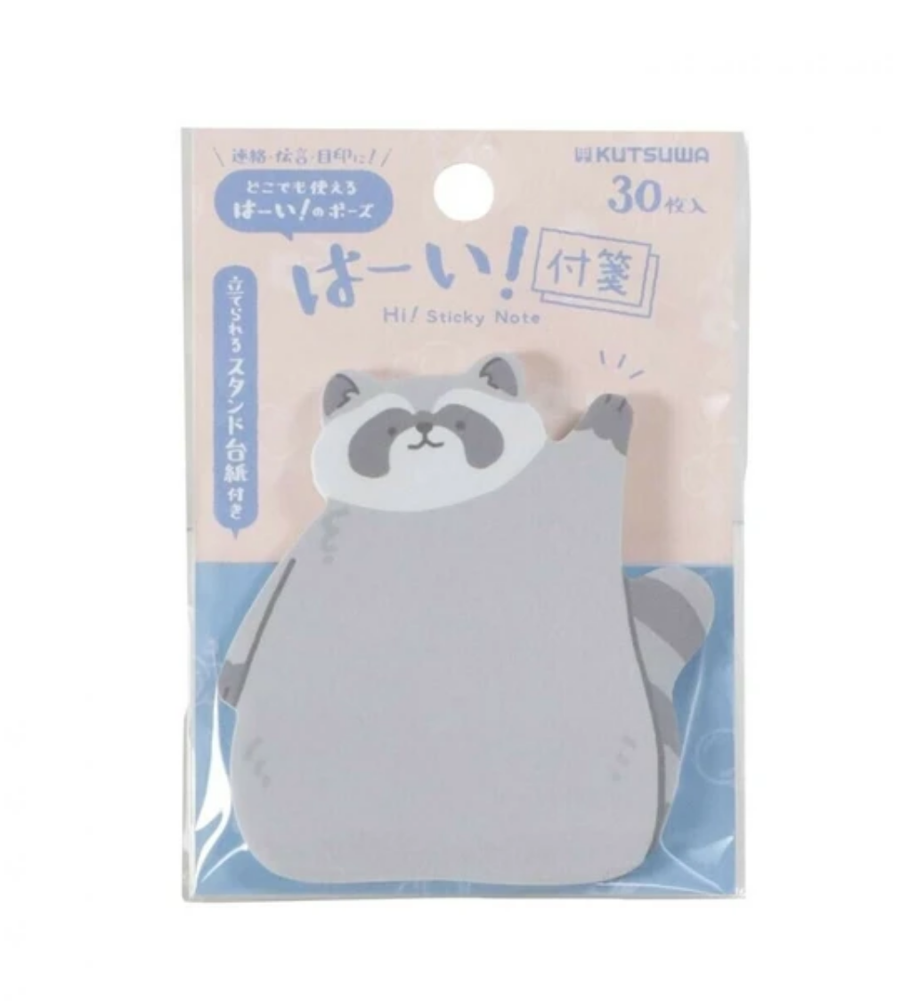Hello Raccoon Die-Cut Sticky Notes