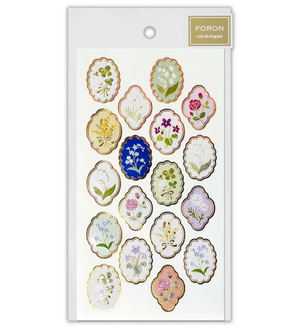 Flowered Brooch Sticker Sheet