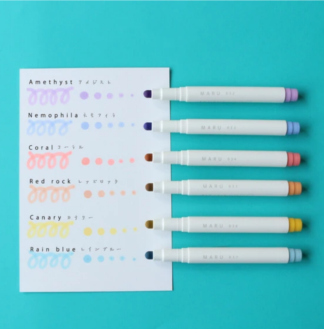 Image of highlighters colors on white paper. 