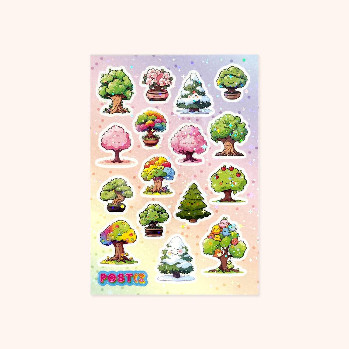 Kawaii Trees & Bonsai Hologram Sticker Sheet