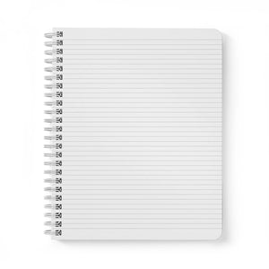 Notebook page with white background and light blue lines.