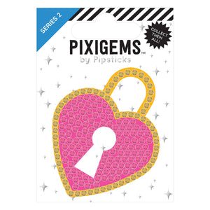 Sticker in the image of a heart shaped lock with yellow edging. 