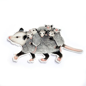 Opossum Mama and Babies Sticker