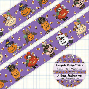 Pumpkin Party Critters Wide Washi Tape