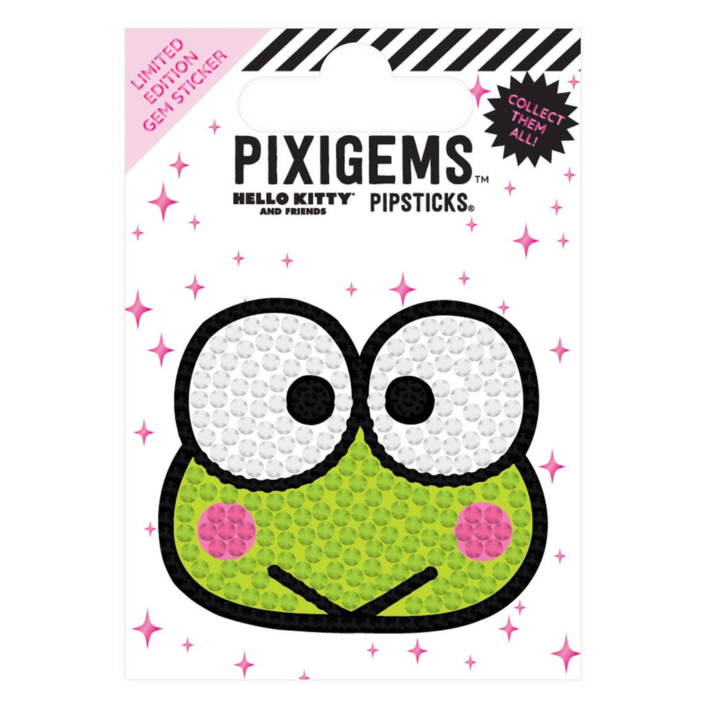 Sticker in. the image of Keroppi character in green.