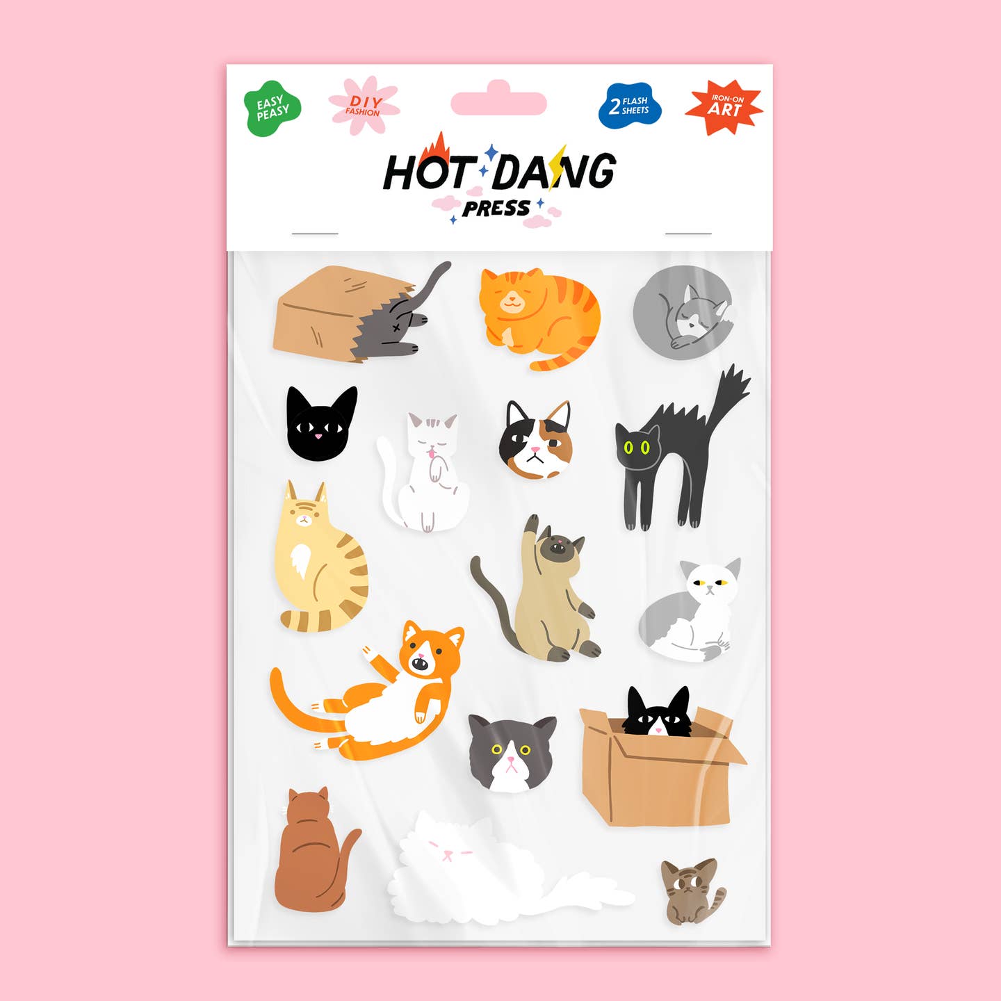 Iron on sheet of images of cats.