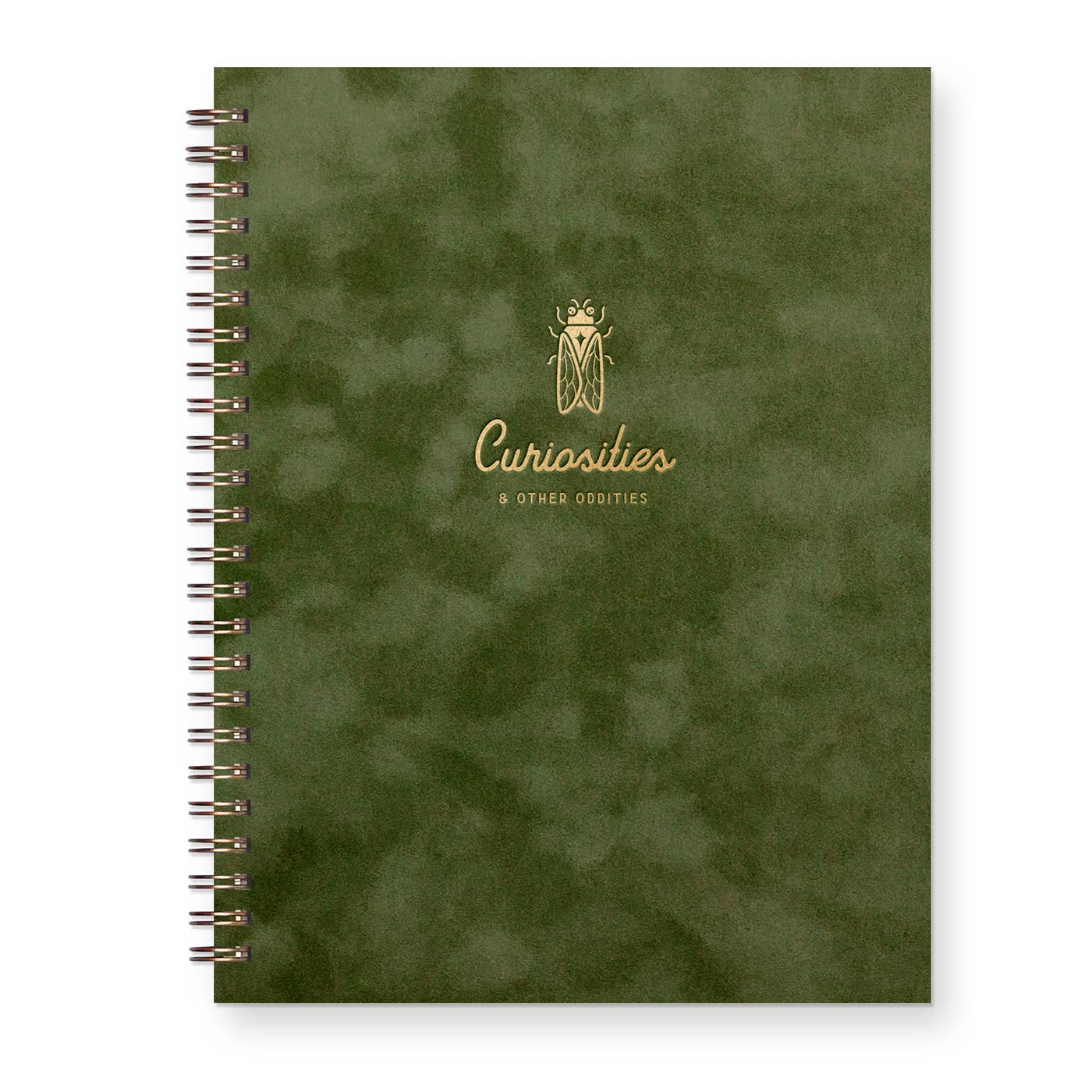 Forest green cover with gold foil text says, "Curiosities & Other Oddities" and an image of a beetle.