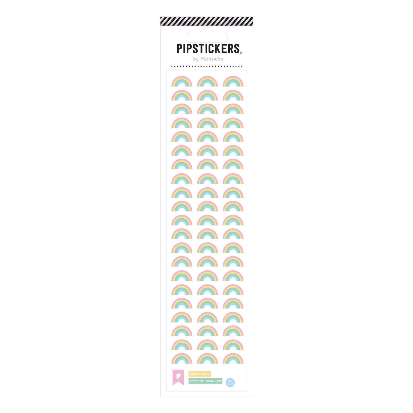 Sticker sheet with images of small rainbows.