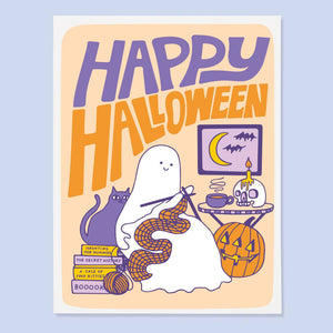 Cozy Knitting Ghost Card