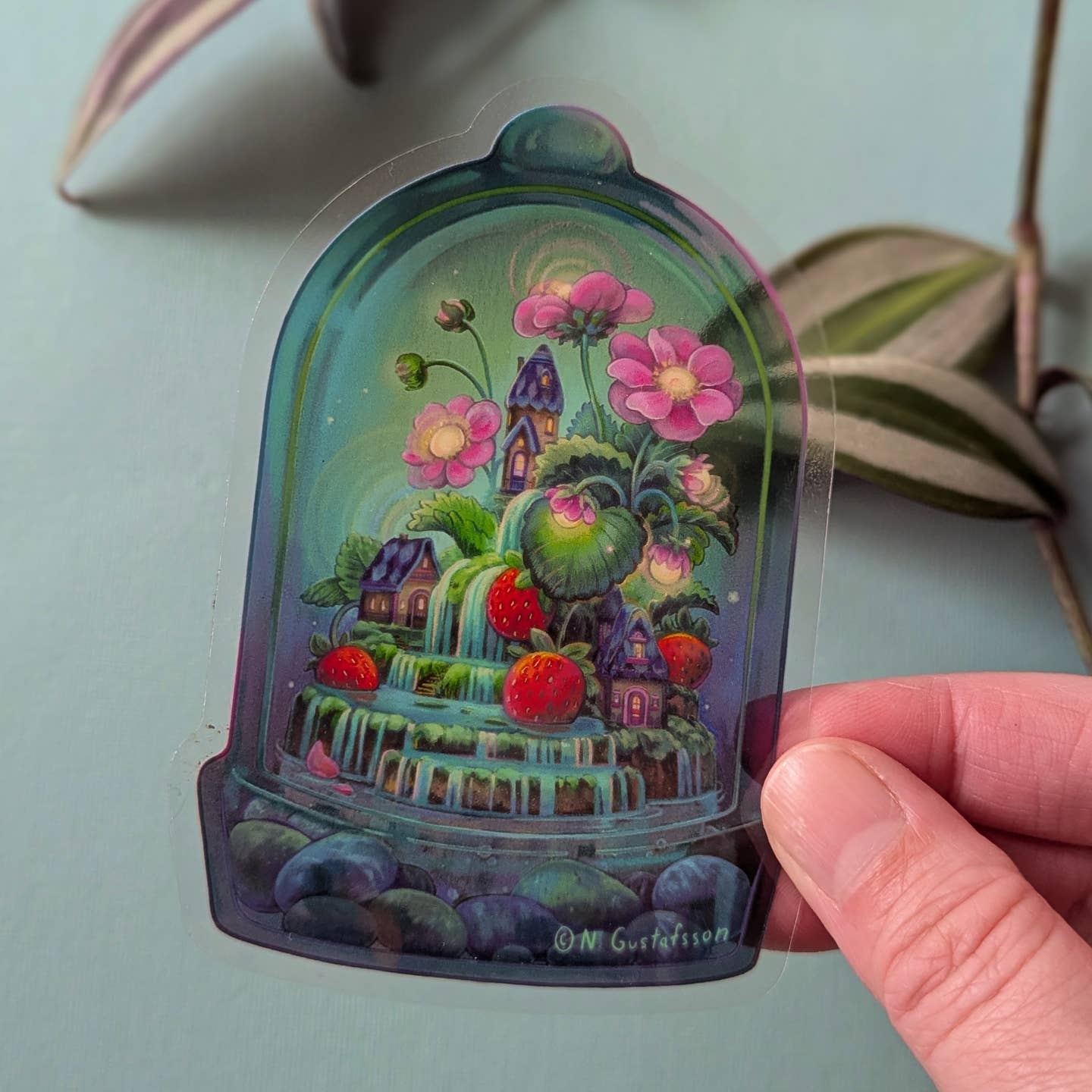 Strawberry Terrarium Clear Sticker