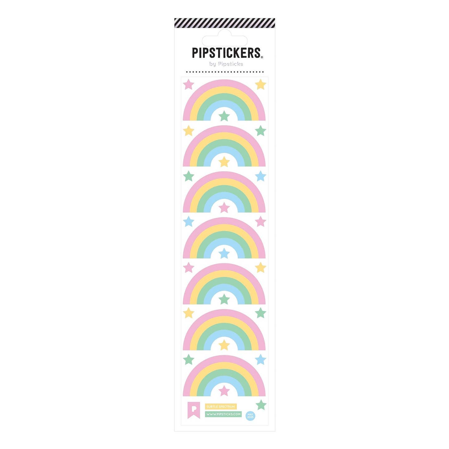 Sticker sheet with rainbows and stars.