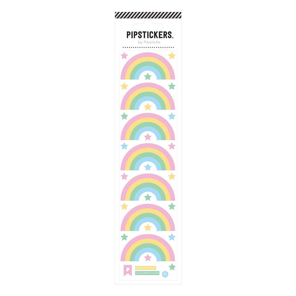 Sticker sheet with rainbows and stars.