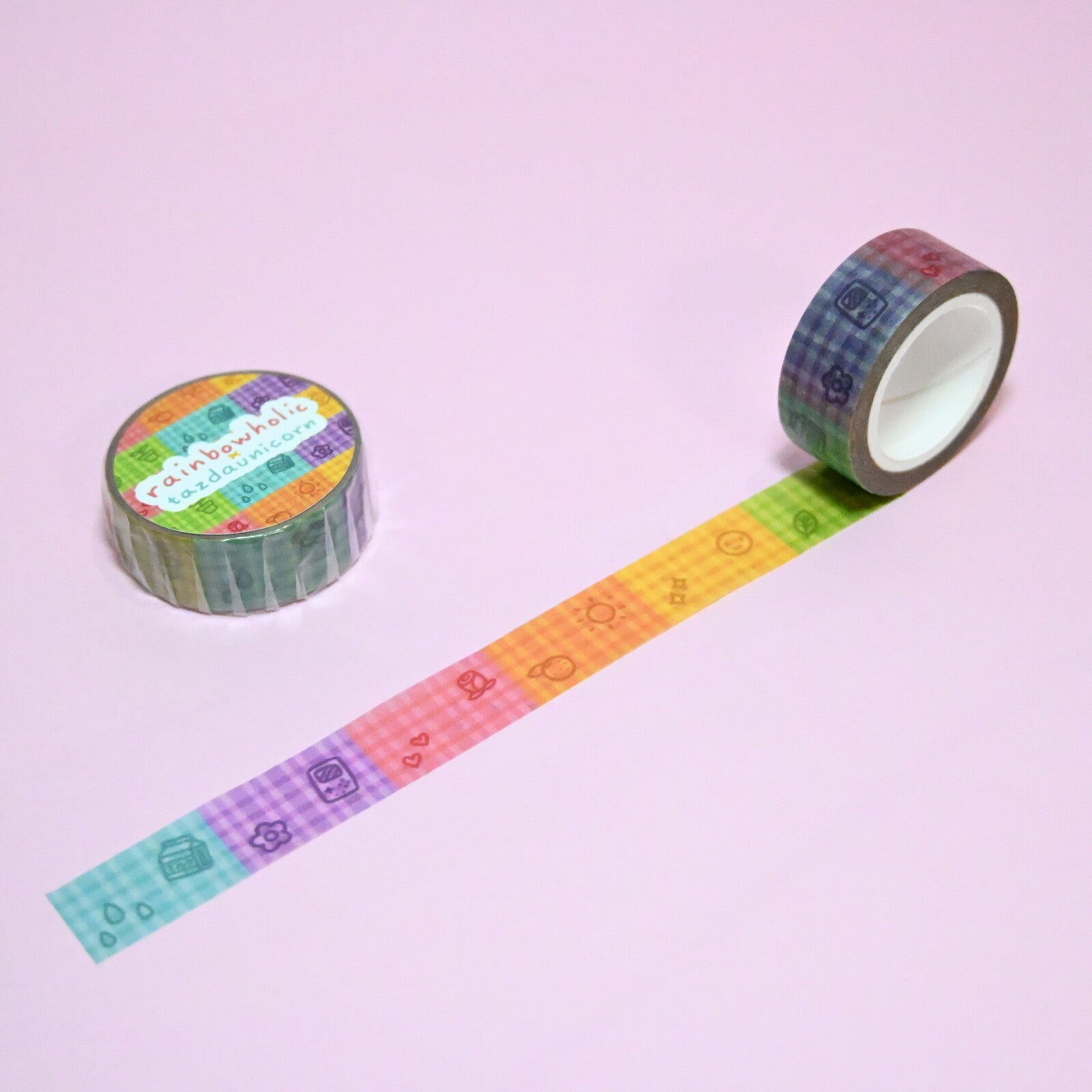 Rainbowholic x Tazdaunicorn Gingham Scribble  Washi Tape