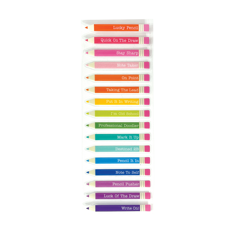 Image of pencils stickers in rainbow colors.  