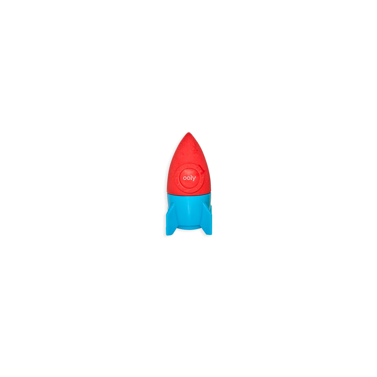 Red rocket with turquoise base. 