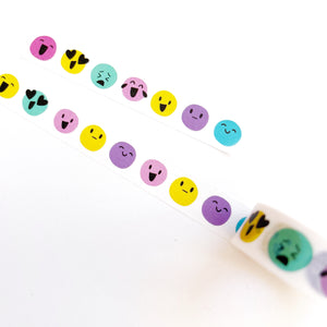 Image of Washi tape with white background with images of emotional emojis.