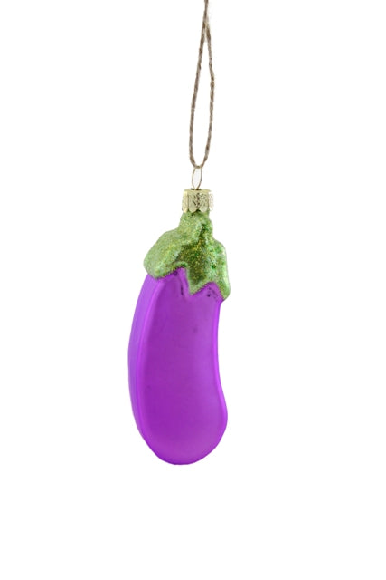 Image of purple eggplant with green stem. 