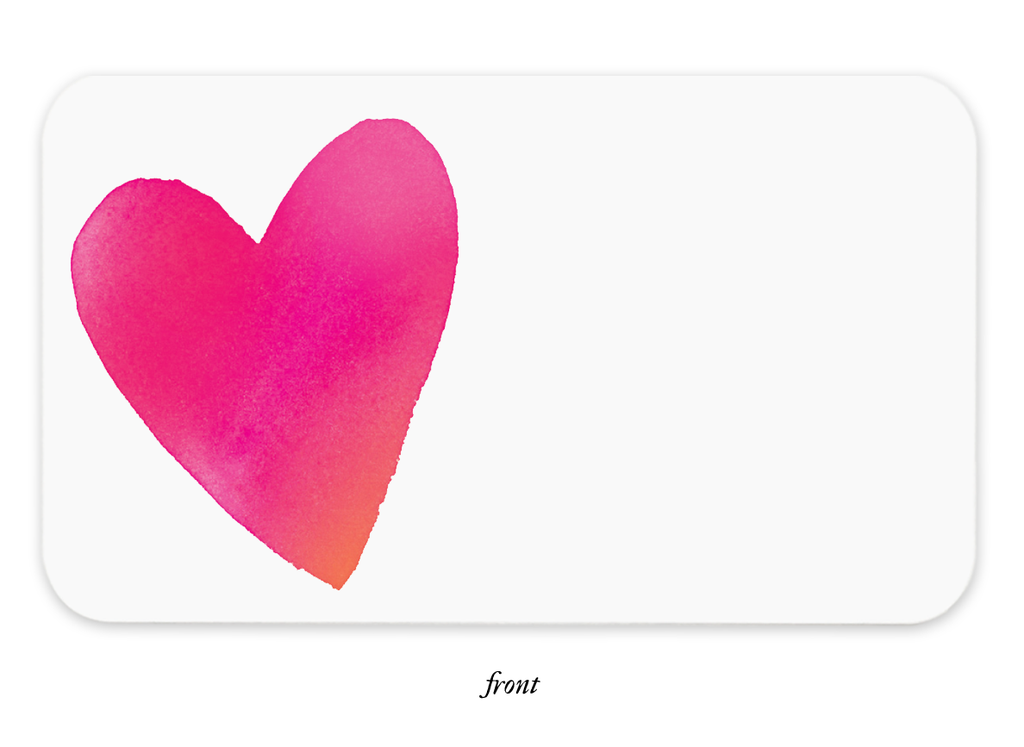 Little note image with white background and image of red heart on left side of card.     
